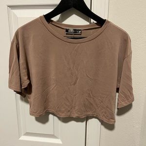Beige crop top tee